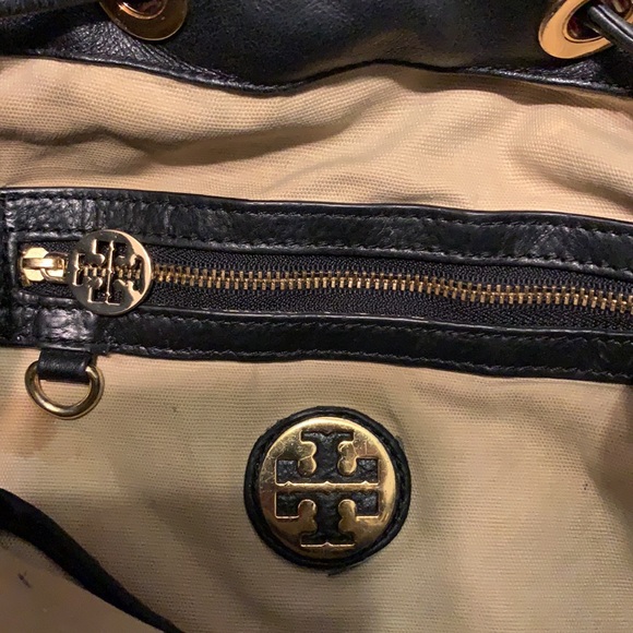Tory Burch black buttery leather backpack 14" wide by 13" tall - Picture 6 of 7